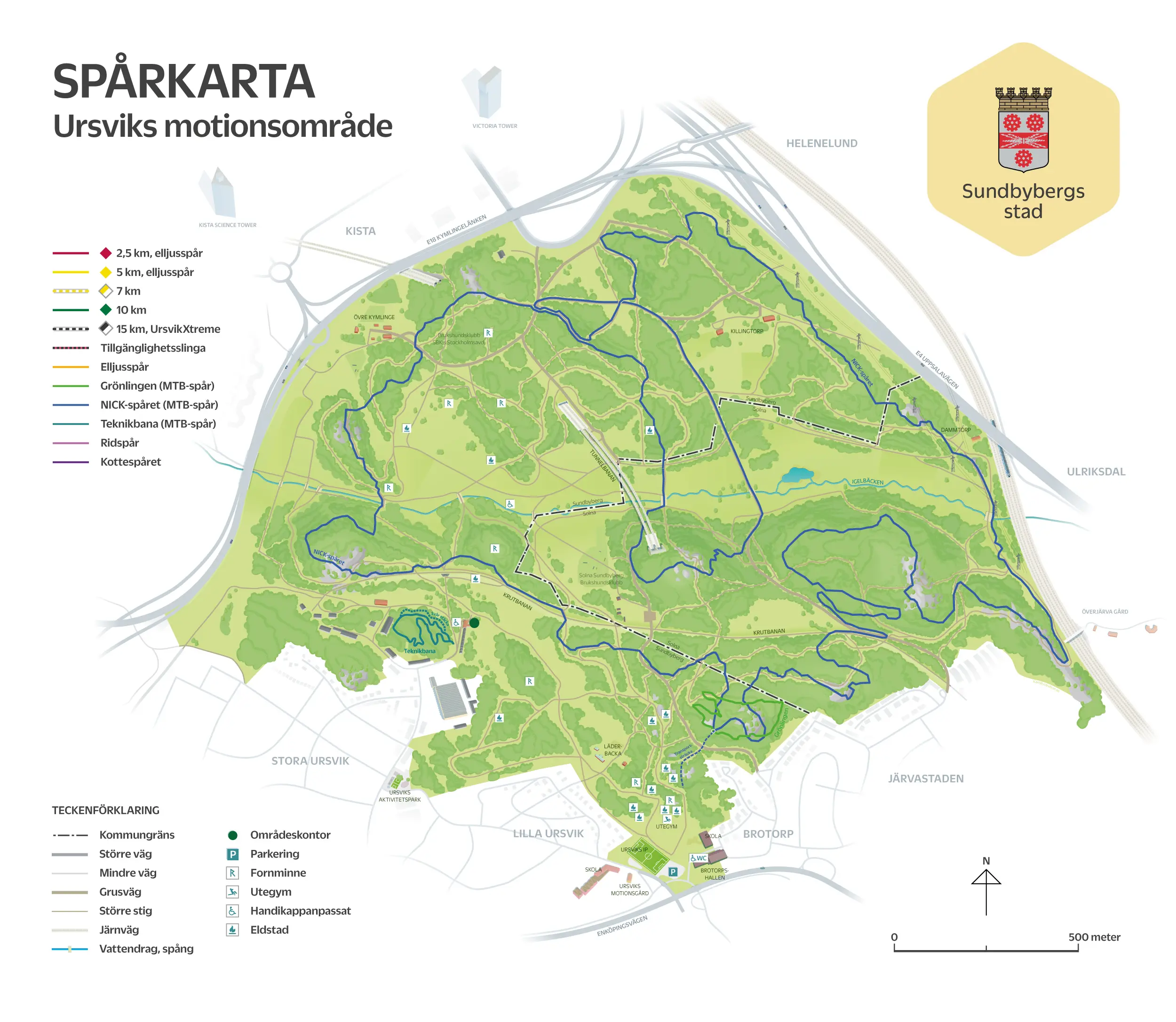 Spårkarta över Nickspåret – MTB-spår i Ursviks motionsområde